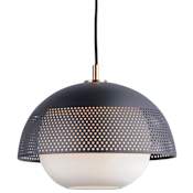 Maxim Perf Single Light 14" Wide Pendant Black / Satin Brass