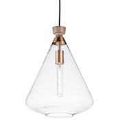 Maxim Abbott Single Light 13" Wide Pendant Weathered Oak / Antique Brass / Clear Glass
