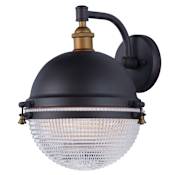 Maxim Portside Single Light 14" Prismatic Glass Outdoor Wall Sconce Oil Rubbed Bronze / Antique Brass