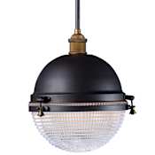 Maxim Portside Single Light 12" Wide Outdoor Pendant Oil Rubbed Bronze / Antique Brass