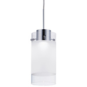 Maxim Scope 12" LED Frosted / Clear Glass Pendant Polished Chrome