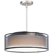Maxim Prime 16" Wide LED Pendant Black Organza / Satin Nickel
