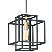 Maxim Liner Single Light 10" Wide Mini Pendant Black / Satin Brass