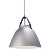 Maxim Nordic Single Light 14" Aluminum Pendant with Leather Strap Black / Brushed Platinum