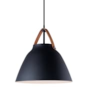Maxim Nordic Single Light 14" Aluminum Pendant with Leather Strap Tan Leather / Black