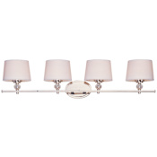 Maxim Rondo 36" Bath Light with Crystal Accents and Fabric Shades Polished Nickel / White Fabric Shade