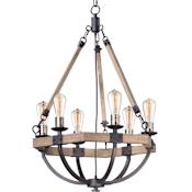 Maxim Lodge 24" Wide 6 Light Chandelier Weathered Oak / Bronze