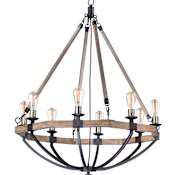 Maxim Lodge 8 Light 38" Weathered Wood Chandelier Weathered Oak / Bronze