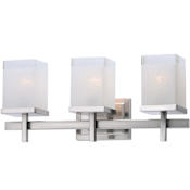 Maxim Tetra 22" Wide Bathroom Light with Square Linen Glass Shades Satin Nickel