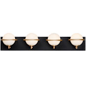 Maxim Revolve 4 Light 27" Wide LED Bathroom Vanity Light Black / Gold / Satin White Glass