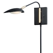 Maxim Scan Single Light 8" Tall LED Plug-In Wall Sconce Black / Satin Brass