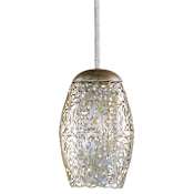 Maxim Arabesque 6" Wide Pendant with Metal Shade Golden Silver / Beveled Crystal Glass