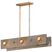 Maxim Plank 32" Wide 6 Light Linear Chandelier Weathered Wood / Antique Brass