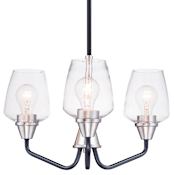 Maxim Goblet 19" Wide 3 Light Chandelier Black / Satin Nickel