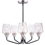 Maxim Goblet 5 Light 23" Wide Chandelier Black / Satin Nickel