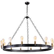 Maxim Noble 50" Wide 14 Light Chandelier Black / Natural Aged Brass