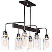 Maxim Magnolia 6 Light 32" Industrial Linear Chandelier Bronze / Gold