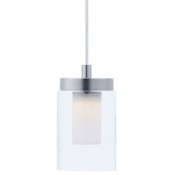Maxim Mod 4" Wide Integrated LED Pendant with Clear and Frosted Glass Shade Satin Nickel
