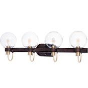 Maxim Bauhaus 4 Light 33" Wide Bathroom Vanity Light Bronze / Satin Brass