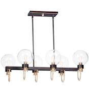 Maxim Bauhaus 6 Light 32" Wide Linear Chandelier Bronze / Satin Brass