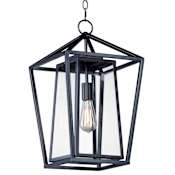 Maxim Artisan Single Light 21" Tall Outdoor Pendant Black / Clear Glass