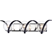 Maxim Curlicue 3 Light 30" Wide Bathroom Vanity Light with Glass Globe Shades Black / Polished Nickel