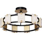 Maxim Radiant 9 Light 27" Wide LED Semi-Flush Drum Ceiling Fixture Black / Gold Leaf / Crystalline Glass