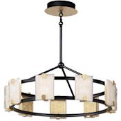 Maxim Radiant 27" Wide 9 Light 3000K LED Ring Chandelier Black / Gold Leaf / Crystalline Glass