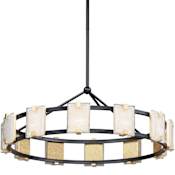 Maxim Radiant 35" Wide 12 Light 3000K LED Ring Chandelier Black / Gold Leaf / Crystalline Glass