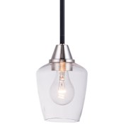 Maxim Goblet 5" Wide Pendant with Clear Glass Shade Black / Satin Nickel