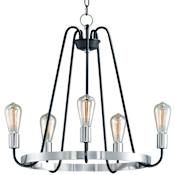 Maxim Haven 24" Wide 5 Light Chandelier Black / Satin Nickel