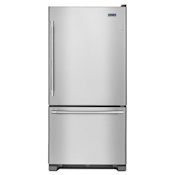 Maytag 30 Inch Wide 18.67 Cu. Ft. Energy Star Rated Bottom Mount Refrigerator with Wide-N-Fresh Deli Drawer and FreshLock Crispers Finger Print Resistant Stainless Steel