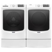 Maytag 27 Inch Wide 4.5 Cu. Ft. Washer and 27 Inch Wide 7.3 Cu. Ft. Gas Dryer Laundry Pair with Pedestal and 12 Hr Fresh Spin™ Option White