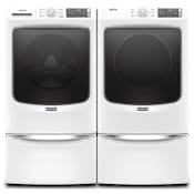 Maytag 27 Inch Wide 4.5 Cu. Ft. Washer and 27 Inch Wide 7.3 Cu. Ft. Gas Dryer Laundry Pair with Storage Pedestal and 12 Hr Fresh Spin™ Option White