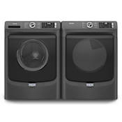 Maytag 27 Inch Wide 4.8 Cu. Ft. Washer and 27 Inch Wide 7.3 Cu. Ft. Gas Dryer Laundry Pair with Steam Option Volcano Black