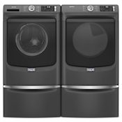 Maytag 27 Inch Wide 4.8 Cu. Ft. Washer and 27 Inch Wide 7.3 Cu. Ft. Gas Dryer Laundry Pair with Steam Option Volcano Black