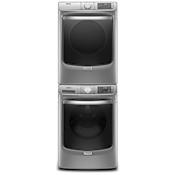 Maytag 27 Inch Wide 5 Cu. Ft. Washer and 27 Inch Wide 7.3 Cu. Ft. Electric Dryer Laundry Pair with Stacking Kit and Advanced Moisture Sensing Plus Metallic Slate