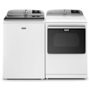 Maytag 28 Inch Wide 5.3 Cu. Ft. Washer and 27 Inch Wide 7.4 Cu. Ft. Gas Dryer Laundry Pair with Advanced Moisture Sensing and Deep Fill Option White