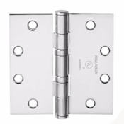 McKinney TA2714 Series 4" x 4" Standard Weight Ball Bearing Square Corner Mortise Door Hinge with Removable Pin - Single Bright Chrome