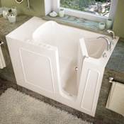 MediTub 53" Fiberglass Soaking Walk In Tub for Alcove Installations with Right Drain, Drain Assembly, Overflow, Hand Shower and Fast Filling Roman Tub Filler Biscuit