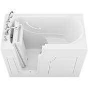 MediTub Celeste 53" Three Wall Alcove Acrylic Soaking Tub with Left Drain and Overflow - Includes Deck Mounted Tub Filler with Hand Shower White