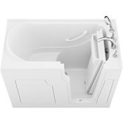 MediTub Celeste 53" Three Wall Alcove Acrylic Soaking Tub with Right Drain and Overflow - Includes Deck Mounted Tub Filler with Hand Shower White