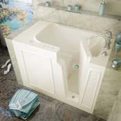 MediTub 52" Fiberglass Air Walk In Tub for Alcove Installations with Right Drain, Drain Assembly, Overflow, 8" Extension Panel, Roman Tub Filler and Hand Shower Biscuit