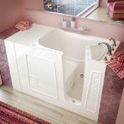 MediTub 53" Fiberglass Air / Whirlpool Walk In Tub for Alcove Installations with Right Drain, Overflow, Powered Fast Drain, Roman Tub Filler and Hand Shower Biscuit