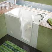MediTub 54" Acrylic Air Walk In Tub for Alcove Installations with Right Drain, Drain Assembly, Overflow, 6" Extension Panel, Roman Tub Filler and Hand Shower White