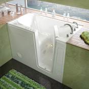 MediTub 54" Acrylic Air / Whirlpool Walk In Tub for Alcove Installations with Right Drain, Drain Assembly, Overflow, 6" Extension Panel, Roman Tub Filler and Hand Shower White