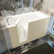 MediTub 60" Fiberglass Air / Whirlpool Walk In Tub for Alcove Installations with Left Drain, Drain Assembly, Overflow, Roman Tub Filler and Hand Shower Biscuit