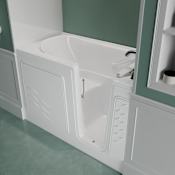 MediTub 60" Fiberglass Soaking Walk In Tub for Alcove Installations with Right Drain, Drain Assembly, Overflow, Hand Shower and Fast Filling Roman Tub Filler White