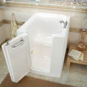 MediTub 32" Acrylic Soaking Walk In Tub for Alcove, Corner, or Single Wall Installations with Right Drain, Drain Assembly, and Overflow White