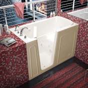 MediTub 60" Acrylic Air / Whirlpool Walk In Tub for Alcove Installations with Left Drain, Drain Assembly, Overflow, Powered Fast Drain, Roman Tub Filler and Hand Shower Biscuit